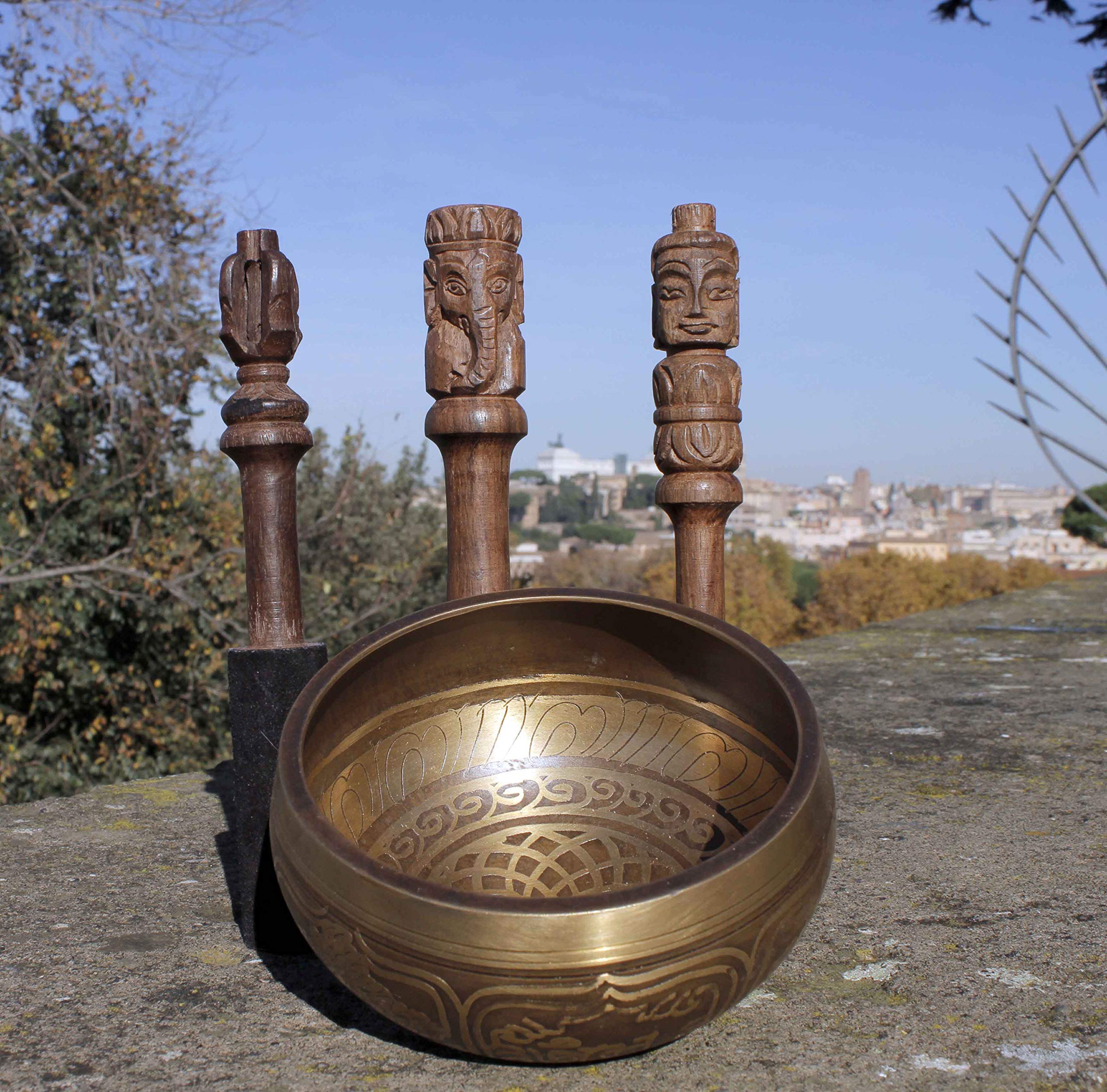 TARORO Hand-Carved, Leather-Wrapped Ganesh Mallet for Singing Bowls ~ Singing bowl not included - Image 5