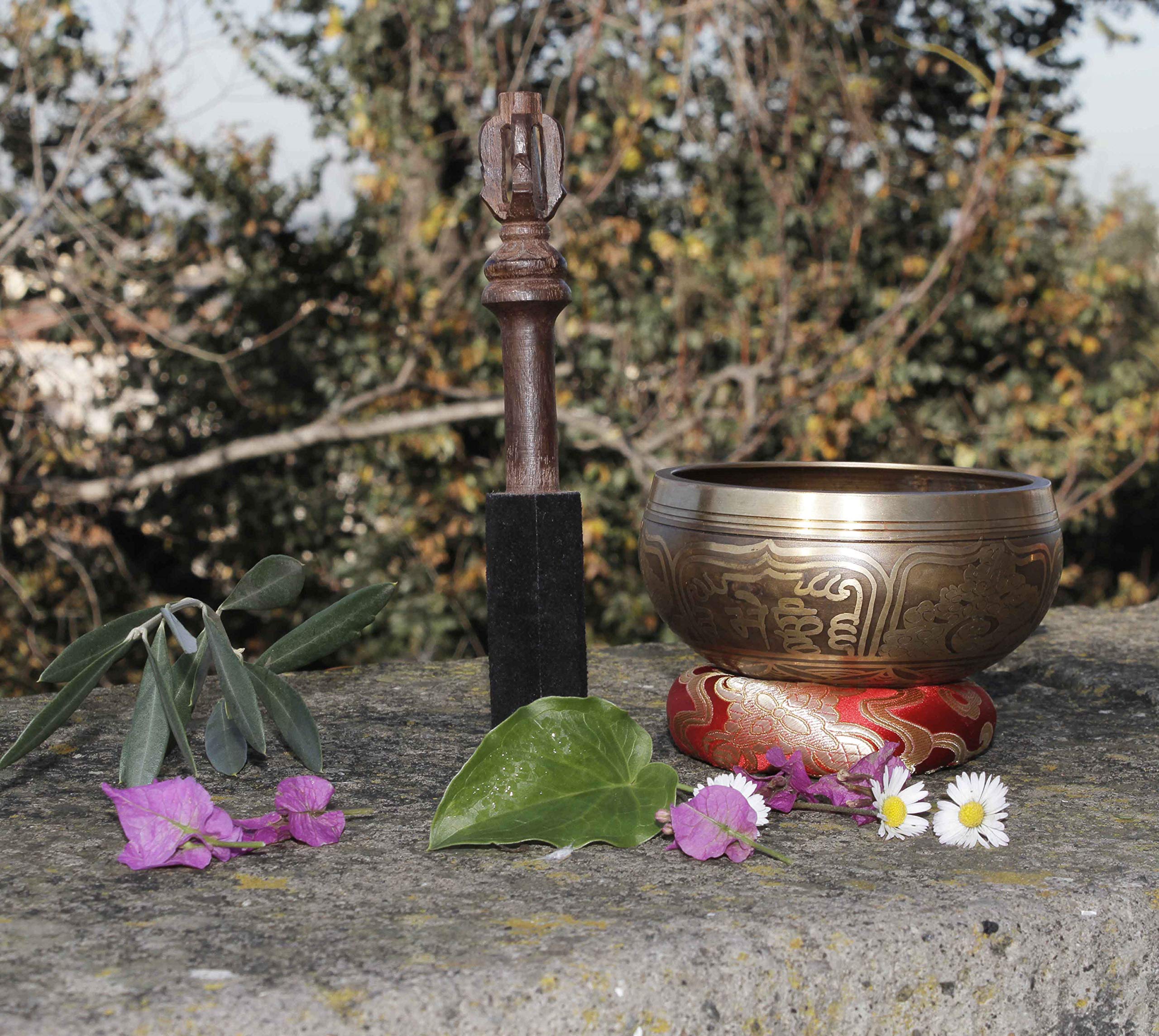 TARORO Hand-Carved, Leather-Wrapped Dorje Mallet for Singing Bowls ~ Singing bowl not included - Image 5