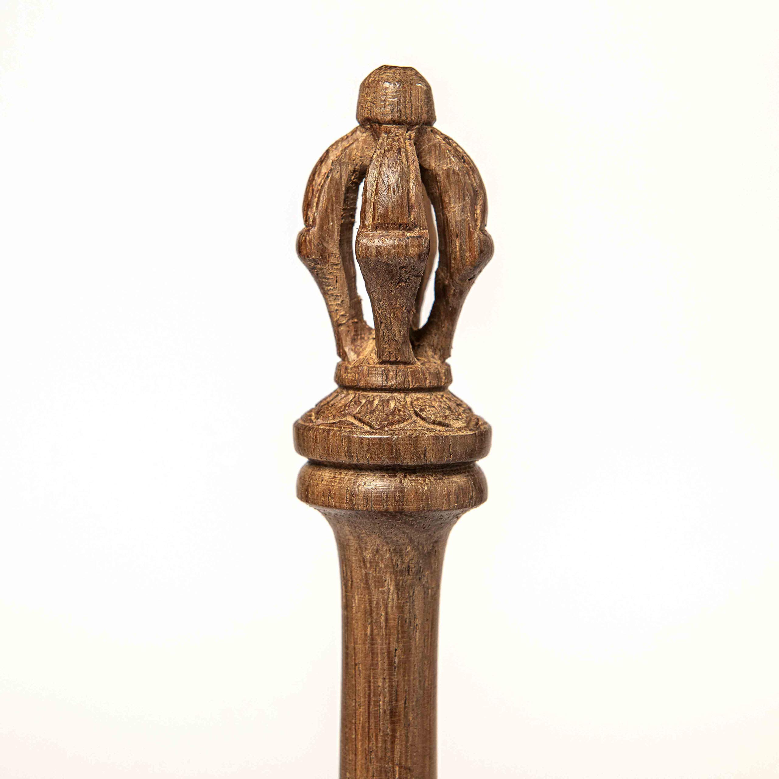 TARORO Hand-Carved, Leather-Wrapped Dorje Mallet for Singing Bowls ~ Singing bowl not included - Image 3