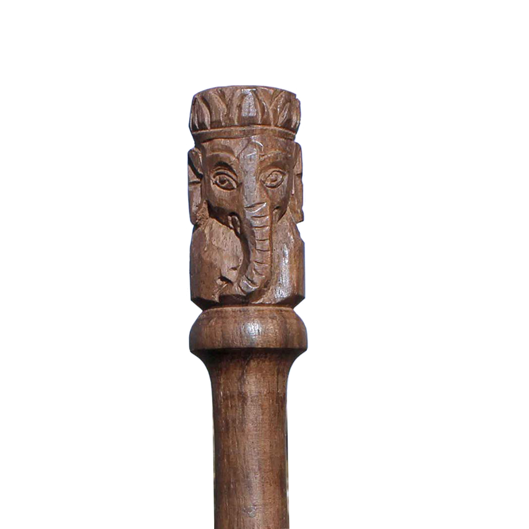 TARORO Hand-Carved, Leather-Wrapped Ganesh Mallet for Singing Bowls ~ Singing bowl not included - Image 2